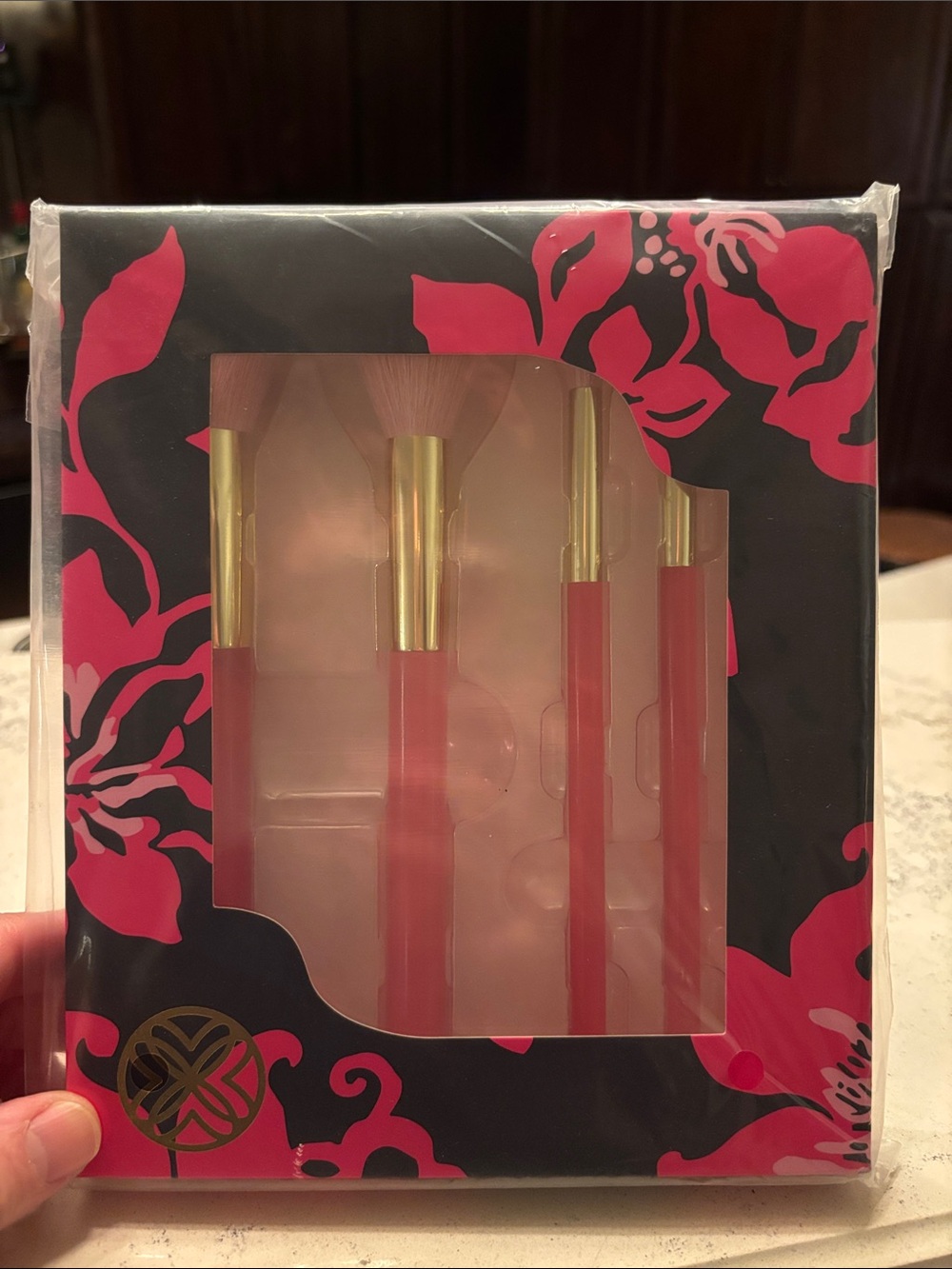 Lilly Pulitzer set of makeup brushes